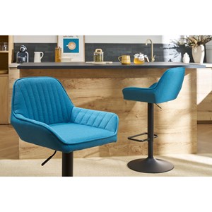 Tabourets de bar réglables en tissu bleu (lot de 2) ronnie