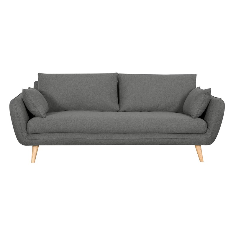 Canapé 3 places en tissu gris anthracite et bois clair creep