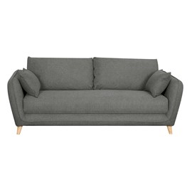 Canapé convertible 3 places en tissu gris anthracite et bois clair creep