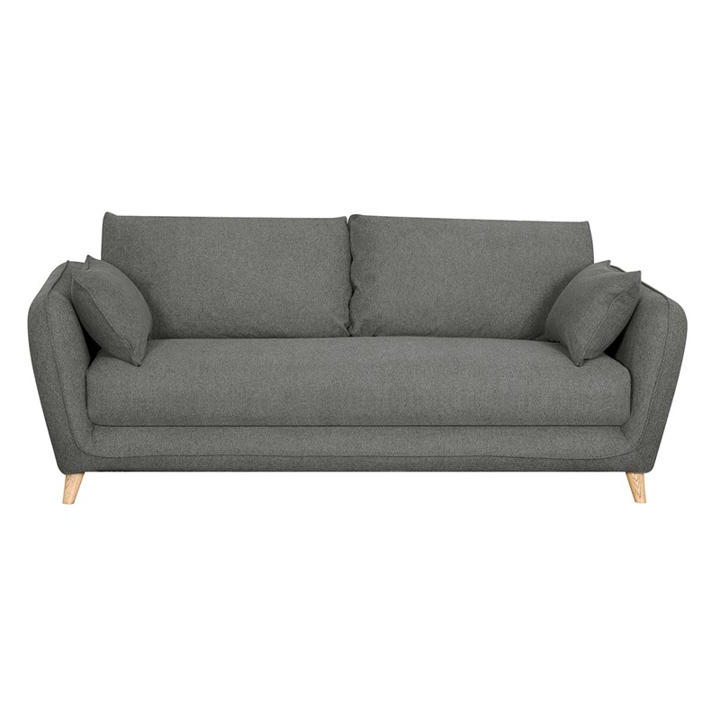 Canapé convertible 3 places en tissu gris anthracite et bois clair creep