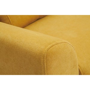 Canapé 2 places en tissu effet velours jaune moutarde et bois clair ektor