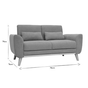 Canapé 2 places en tissu effet velours jaune moutarde et bois clair ektor