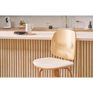 Tabourets de bar pivotants blancs et bois clair h66 cm (lot de 2) beck