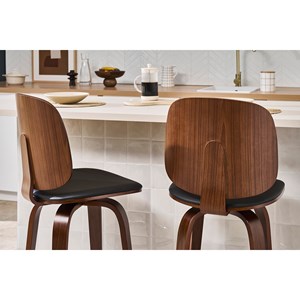 Tabourets de bar pivotants noirs et noyer h66 cm (lot de 2) beck