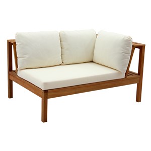 Salon de jardin d'angle 6 places en bois massif beige naturel belize