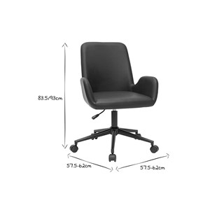 Chaise de bureau à roulettes noire alban