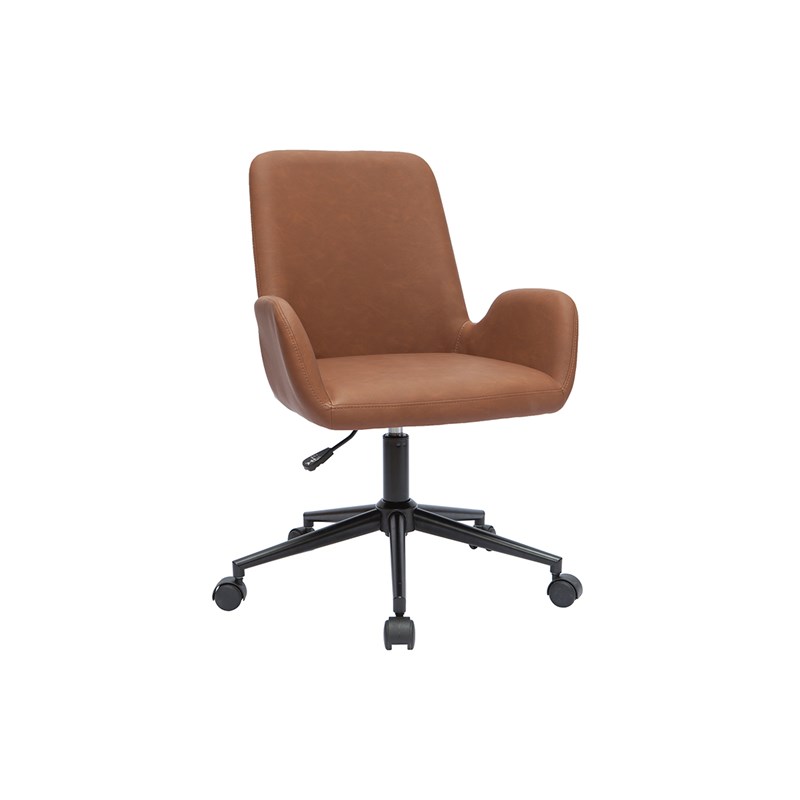 Chaise de bureau à roulettes marron et métal noir alban
