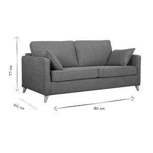 Canapé convertible 3 places en tissu beige et bois clair avec matelas papel