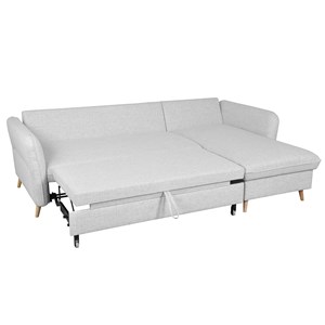 Canapé d'angle convertible réversible avec coffre 3-4 places gris clair driss
