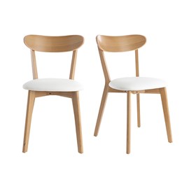 Chaises  en bois clair chêne et blanc (lot de 2) dove