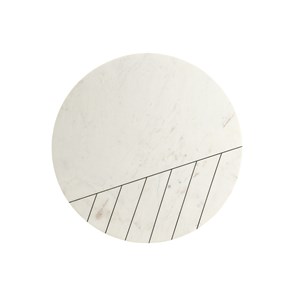 Table basse ronde en marbre blanc et laiton d90 cm sillon