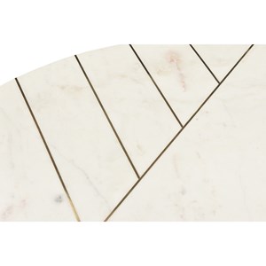 Table basse ronde en marbre blanc et laiton d90 cm sillon