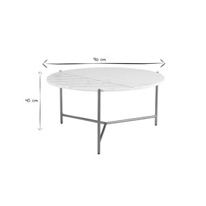 Table basse ronde en marbre blanc et laiton d90 cm sillon