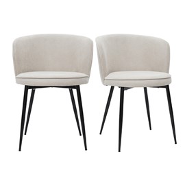 Chaises en tissu effet velours beige et métal noir (lot de 2) serif