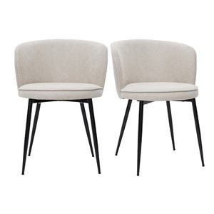 Chaises en tissu effet velours beige et métal noir (lot de 2) serif