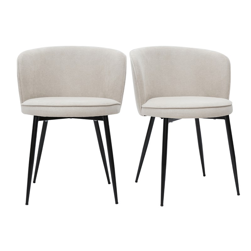 Chaises en tissu effet velours beige et métal noir (lot de 2) serif