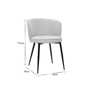 Chaises en tissu effet velours beige et métal noir (lot de 2) serif