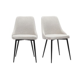 Chaises en tissu effet velours beige naturel et métal noir (lot de 2) cult