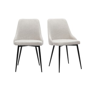 Chaises en tissu effet velours beige naturel et métal noir (lot de 2) cult