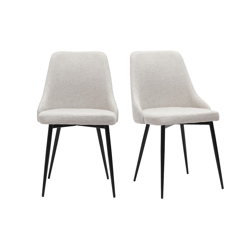 Chaises en tissu effet velours beige naturel et métal noir (lot de 2) cult