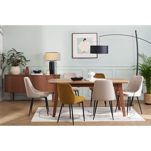 Chaises en tissu effet velours beige naturel et métal noir (lot de 2) cult