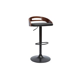 Tabouret de bar réglable noir et bois noyer mano
