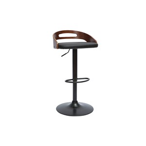 Tabouret de bar réglable noir et bois noyer mano