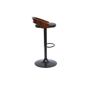 Tabouret de bar réglable noir et bois noyer mano