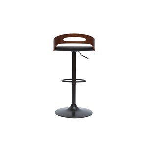 Tabouret de bar réglable noir et bois noyer mano