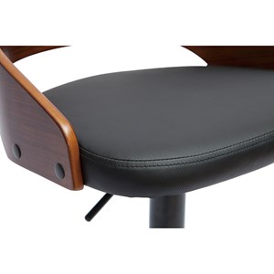 Tabouret de bar réglable noir et bois noyer mano