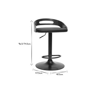 Tabouret de bar réglable noir et bois noyer mano
