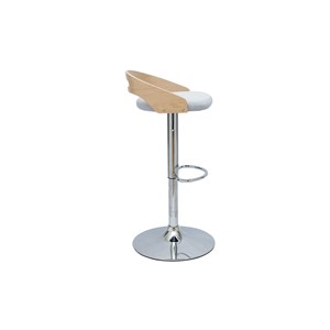Tabouret de bar réglable bois clair et tissu gris clair mano