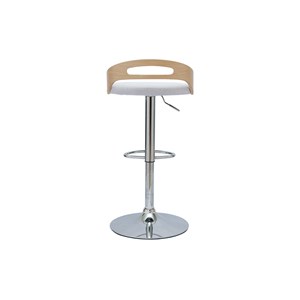 Tabouret de bar réglable bois clair et tissu gris clair mano