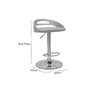 Tabouret de bar réglable bois clair et tissu gris clair mano