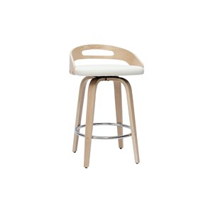 Tabourets de bar bois clair et polyuréthane blanc 65cm pivotant (lot de 2) mano