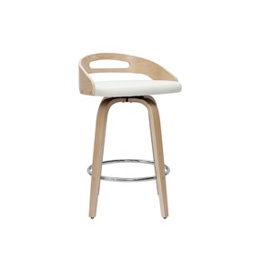 Tabourets de bar bois clair et polyuréthane blanc 65cm pivotant (lot de 2) mano