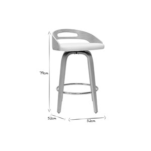Tabourets de bar bois clair et polyuréthane blanc 65cm pivotant (lot de 2) mano