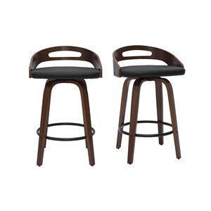 Tabourets de bar noirs et bois foncé 65cm (lot de 2) mano