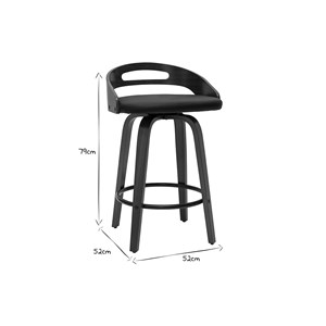 Tabourets de bar noirs et bois foncé 65cm (lot de 2) mano
