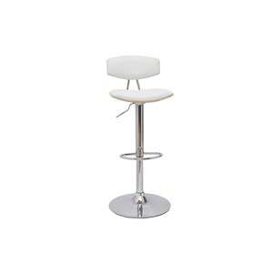 Tabouret de bar réglable blanc et bois clair vasco