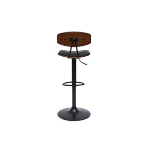 Tabouret de bar réglable noir et bois foncé vasco