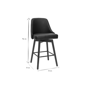 Tabourets de bar pivotants 360° noir et noyer h65 (lot de 2) hasta