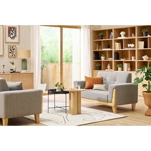 Canapé 2 places en tissu gris et bois clair fjord