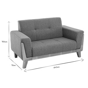 Canapé 2 places en tissu gris et bois clair fjord