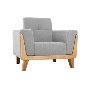 Fauteuil en tissu gris et bois clair fjord
