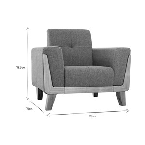 Fauteuil en tissu gris et bois clair fjord