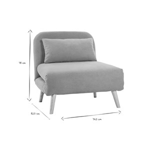 Fauteuil convertible en tissu effet velours jaune moutarde et bois clair amiko