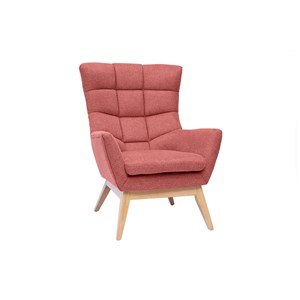Fauteuil en tissu effet velours texturé terracotta et bois clair brody