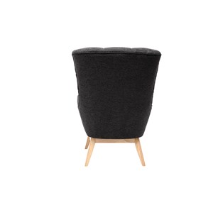 Fauteuil en tissu effet velours texturé gris foncé et bois clair brody