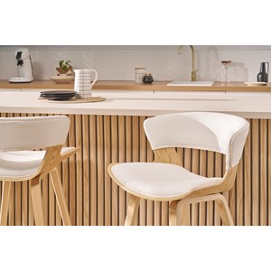 Tabouret de bar blanc et bois clair h65 cm syrah